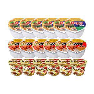 농심 육개장사발면, 86g, 6개 + 김치사발면, 86g, 6개 + 짜파게티범벅, 70g, 6개