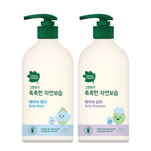 그린핑거 촉촉한 자연보습 대용량 워시 500ml 1개 + 샴푸500ml 1개