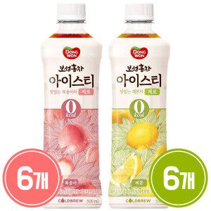 동원 보성홍차 아이스티 제로 500ml 복숭아 6개 + 레몬 6개