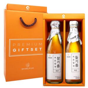 [50년전통 대현상회] 국산 저온압착 참기름 들기름 350ml 2병 선물세트 / 백년가게