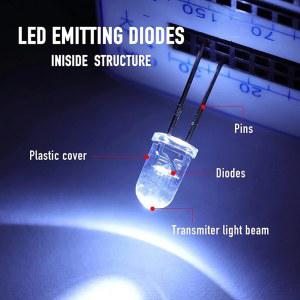 다이오드 실험용 모듬 100 LED 5mm 회로 발광 키트 과학 조명 개 전구 다이오드 명확한 프로젝트