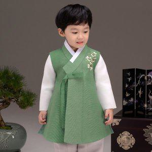 [더예한복(Theye hanbok)][더예한복] QT525-가람그린 남아 아동한복