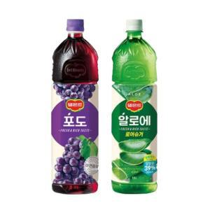 [한번에먹자] 델몬트 1.5L 과즙음료 2종 / 포도 3개 + 알로에 3개 / 총 6개