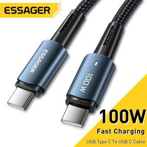 Essager 샤오미 포코 노트북 삼성 화웨이 휴대폰 충전용 고속 충전기 QC 40 와이어 PD100W 60W USB C 타입