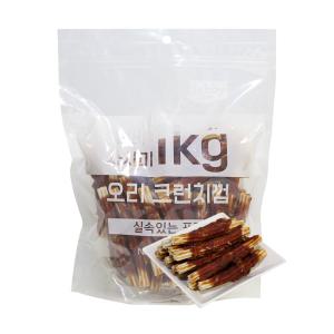 테비 사사미 1kg 오리 크런치껌 대용량 강아지간식