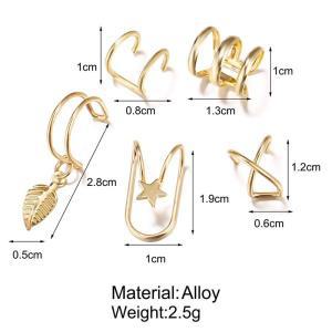 Modyle 여성용 골드 컬러 이어 커프 리프 클립 귀걸이, 피어싱 없음, 가짜 연골 귀걸이, 패션 액세서리 선