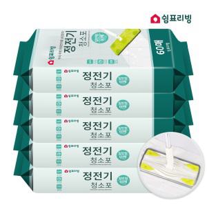 쉼표리빙 부직포 청소용 정전기청소포 60매X5팩+밀대