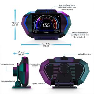 HUD헤드업디스플레이GPS 자동차 속도계 헤드업 디스플레이 HUD용 온보드 컴퓨터 GPS OBD2 경사 계량기 피치