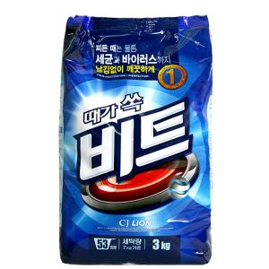 CJ 라이온 비트 리필 3kg 가루 세탁세제 오늘출발~