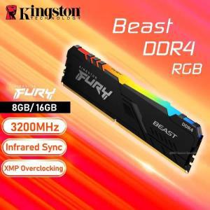 Kingston FURY Beast RGB 메모리 DDR4 8GB 16G 3200MHz PC RAM 메모리 컴퓨터 인텔 AMD 데스크탑, 1.2V DIM