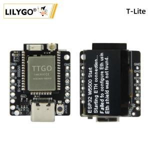 LILYGO TTGO T-Lite W5500 ESP32 마스터 칩 SSD1306 0.96 인치 OLED c타입 USB 프로그래밍 보드, 와이파