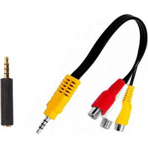 YFFSFDC 3.5mm RCA 컨버터 케이블 AV 4극 미니 플러그 포함 스테레오 오디오 비디오 22cm 남성 3대 여성 카