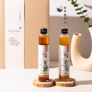 [경북고향장터 사이소][ 농부플러스 ] 국산 저온착유 참기름 들기름 200ml 두병 선물세트