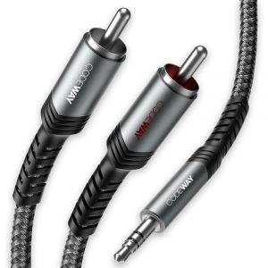 CODEWAY Aux 3.5mm ~ 2RCA 컨버터 케이블 RCA 오디오 레드 화이트 헤비 듀티 나일론 편조 TV DVD 스테레오