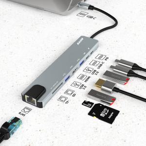 라온 RUH-801C C타입 멀티허브 8IN1 USB3.0 HDMI PD 덱스 미러링 노트북 Type-C HUB