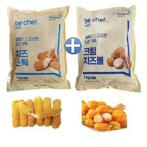 [신세계몰]동원 치즈스틱1kg(21gx46개)+크림치즈볼1kg(24gx41개) -묶음