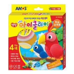 아모스 탱탱 아이클레이 4색 18g 칼라 클레이 컬러 부드러운 점토 미술 놀이 