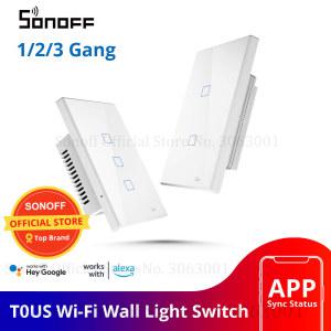 SONOFF T0US TX Wifi 스마트 벽 조명 스위치 머 1/2/3 Gang 지원 음성/APP/터치 컨트롤은 Alexa Google 홈