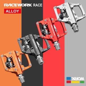 RACEWORK MTB 자동 잠금 클립리스 페달 CNC 알루미늄 합금 DU 베어링 SPD 더블 플랫 산악 자전거