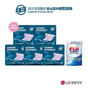 테크 한장빨래 효소캡처 라벤더 15매X5팩+피지 탈취99 실내건조 프레쉬 300ml