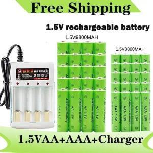 키보드 충전식 배터리, 1.5V AA9800mAh + 키캡, 컴퓨터 시계, 태블릿, 디지털 카메라 충전기