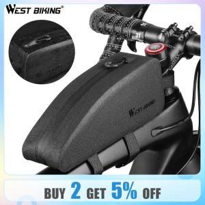 WEST BIKING 자전거 탑 튜브 가방, 휴대용 자전거 핸들 바 가방, 나일론 TPU 전체 방수 삼각형 가방, MTB