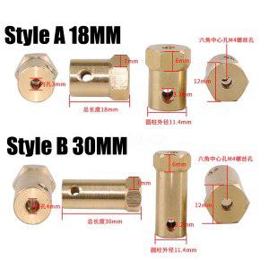 전기스쿠터바이커타이어 육각 황동 샤프트 커플링 어댑터 모터 변속기 커플러 커넥터 RC 자동차 휠 타이어
