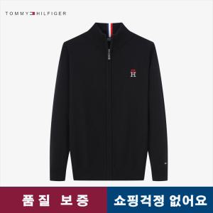 타미힐피거 TOMMY HILFIGER 남자 오가닉 코튼 텍스처 니트 풀 집업 스웨터 TMMY-681 검정색