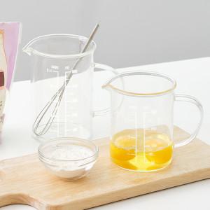 [리본제이]1+1 프리미엄 비커 내열 유리 계량컵 350ml + 500ml / 홈카페 유리잔