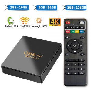 TV 셋톱 박스 스마트 수신기 OTT Q96 Pro + 홈 시어터 4K H.265 8GB 128GB 미디어 플레이어 2.4G WIFI 쿼드