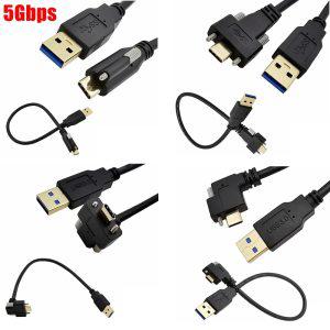 5Gbps 금도금 90 ° 앵글 USB 31 타입C 듀얼 스크류 잠금 표준 USB30 데이터 케이블 90 도 카메라 03m1m2m