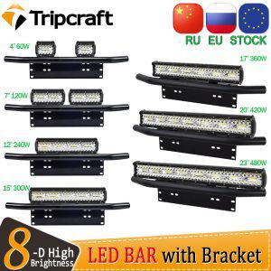 Tripcraft LED 라이트 바, 23 인치 프론트 범퍼, 불 바 번호판 홀더, 4X4 오프로드 SUV 4WD 자동차 안개 작