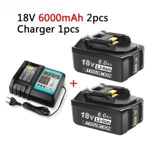 충전식 전동 공구 배터리, 마키타 18V 6000mAh, LED 리튬 이온 교체, LXT BL1860B BL1860 BL1850 충전기