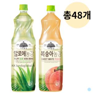 가야농장 알로에 + 복숭아 주스 대용량 1.5L 총48개