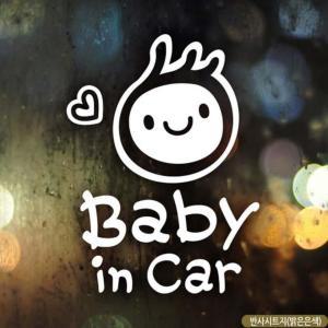 자동차스티커 baby in car 심플세로 반사 영문