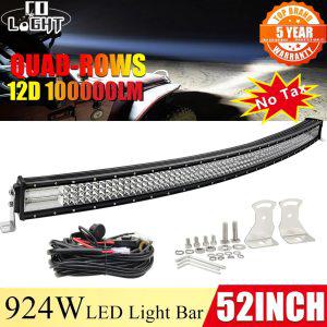 CO LIGHT LED 라이트 바, 니바 트럭, ATV, 4WD, 12V, 24V, 52 인치, 12D, 100000LM, 4 열 콤보 빔 오프로드