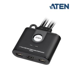 ATEN HDMI KVM 스위치 Full HD 2포트 USB 케이블 일체형 /CS22HF