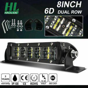 HAOLIDE-6D 36W 8 인치 듀얼 행 LED 라이트 바, 슬림 스팟 Led 작업 조명, ATV 보트, 4x4, 오프로드 트럭,