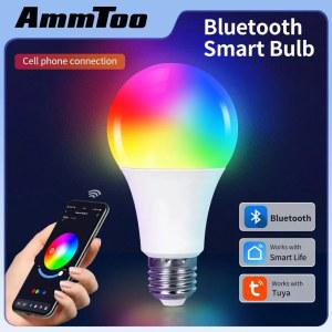 AmmToo Tuya 블루투스 스마트 LED 전구 E27 RGB 110V 220V 램프 침실 장식 파티 조명 라이프