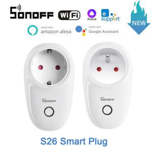 SONOFF S26 R2 플러그 무선 스마트 소켓 WiFi EU/FR enchufe eWelink power For Alexa Google yandex ce sm