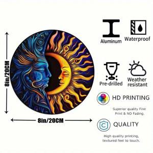 라운드 금속 알루미늄 사인 아트 태양과 달 화환 장식 플레이트 입구 선물 마스크 테마 바 클럽 홈 룸