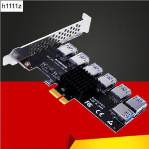 PCIE 1-7 라이저 포트 승수 USB3.0 PCI Express X16 어댑터 비디오 카드 용 PCI-E 1X ~ 16X BTC 마이닝