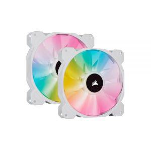 CORSAIR iCUE SP140 RGB 엘리트 퍼포먼스 140mm 화이트 PWM 듀얼 팬 키트 조명 노드 코어 포함 289997