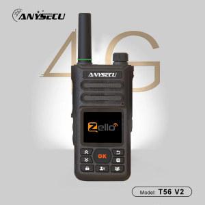 Anysecu T56 V2 4G LTE 네트워크 라디오 Zello WiFi 휴대폰 GPS 6800mAh 배터리 안 이드 5.1.1 무전기