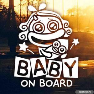 자동차스티커 BABY ON BOARD 코코 화이트시트지