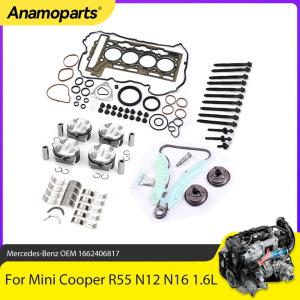 호환 엔진 오버홀 리빌드 키트 미니 쿠퍼 클럽맨 R55 R56 용 가스 1.6 L N12 N16 1.6L 타이밍 체인 VVT 기