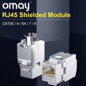 케이블 OMAY 2/50pcs RJ45 키스톤 Cat8 Cat7 CAT6A CAT6 CAT5E 차폐 FTP 아연 합금 모듈 네트워크 커플러