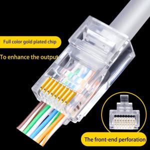 케이블 50 PC RJ45 커넥터 Cat6 네트워크 무차폐 천공 크리스탈 헤드