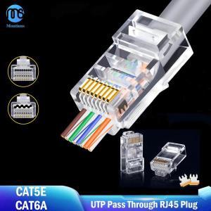 케이블 Montions 이더넷 모듈러 플러그, 네트워크 비차폐 커넥터, Cat5e Cat6A 통과, Rj45 8P8C