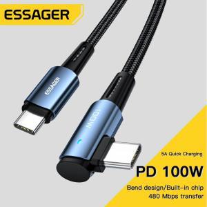 USB 케이블 연결 외장하드선 Essager C타입 고속 충전기   호환 샤오미 포코 5A 휴대폰 핸드폰 코드 PD100W